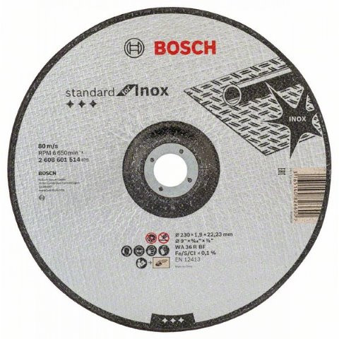 BOSCH Vágótárcsa Standard for Inox 230x1,9mm