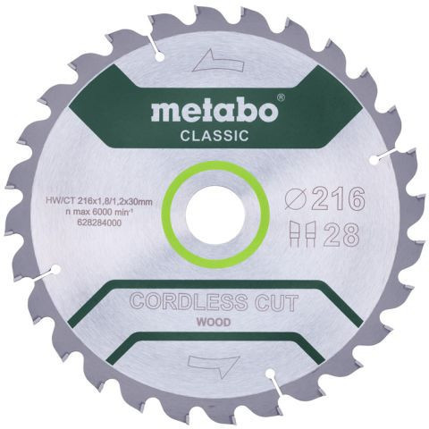 METABO Cordless Cut Classic 216x30mm Z28