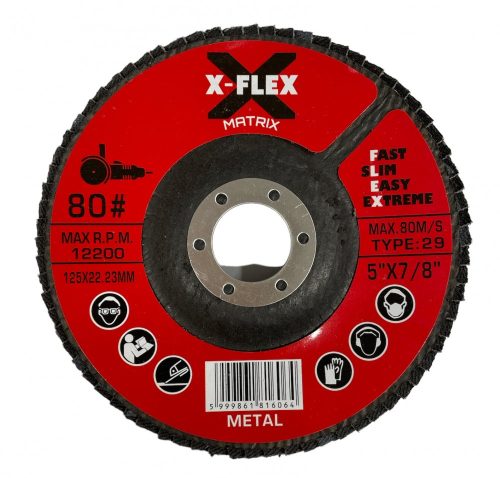 X-FLEX Lamellás csiszoló korong Matrix Metal 125x22,23mm P80